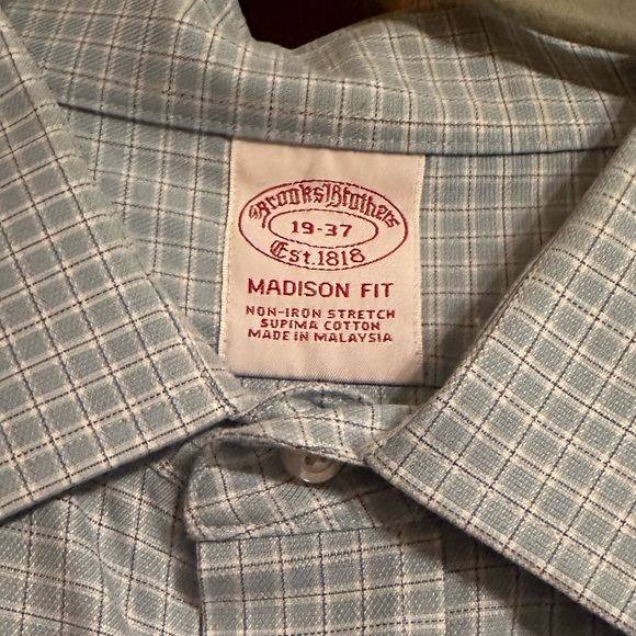 Brooks Brothers Blue Button down. Neck size 19. Sleeve length 37. - Picture 2 of 4
